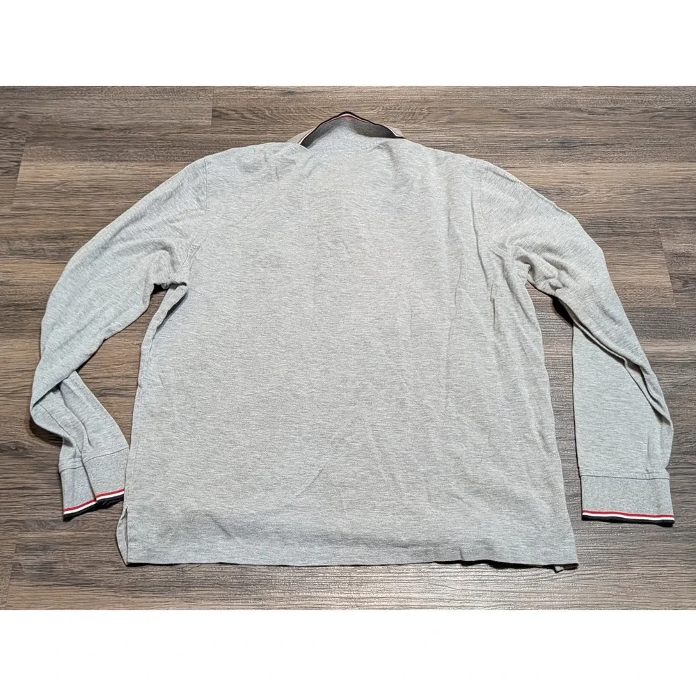 Polo Ralph Lauren Long Sleeve Big Pony Polo Shirt Gray Mens Large Striped Trim